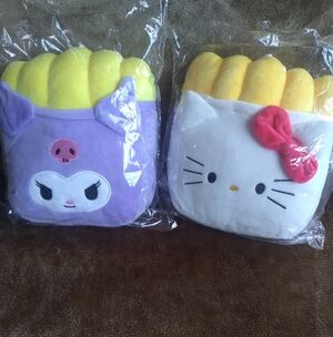 Kuromi and Hello Kitty Hanging Plush Toy Set - Yellow, Purple, White